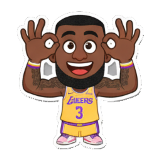 Funny face with hands up Chibi Basketball Star sticker for expressive chats and social replies.