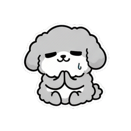 小狗合掌祈祷或拜托 Fluffy Doggy Daily Moods sticker for expressive chats and social replies.