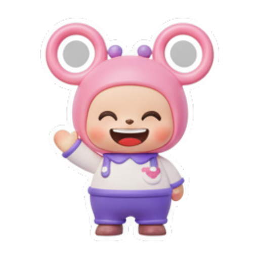 粉鼠挥手打招呼. Cute Pink Mouse Daily sticker for expressive chats and social replies.