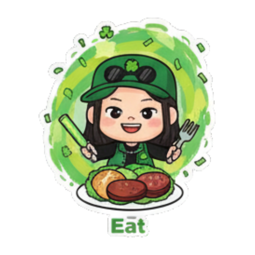 面前摆着食物想吃 Green Clover Girl Expressive sticker for expressive chats and social replies.