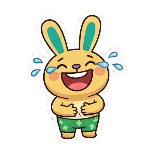 兔子捧腹大笑眼泪直流 Summer Bunny Adventures sticker for expressive chats and social replies.