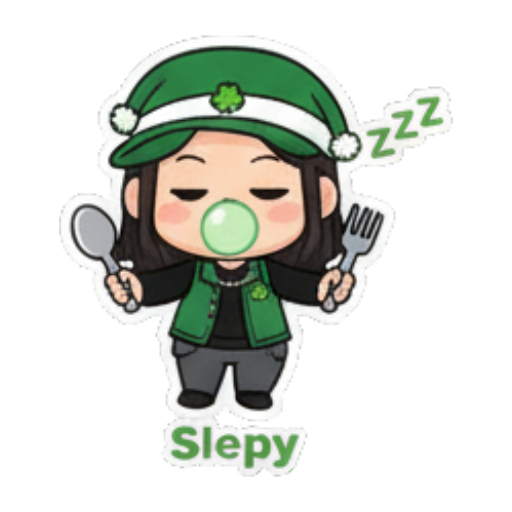 困倦打哈欠想睡觉 Green Clover Girl Expressive sticker for expressive chats and social replies.
