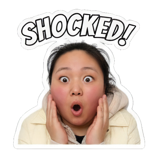 真人女性惊讶表情 Meme Moods sticker for expressive chats and social replies.