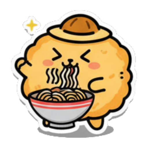 吃着热腾腾面条 Fluffy Buddy Stickers sticker for expressive chats and social replies.