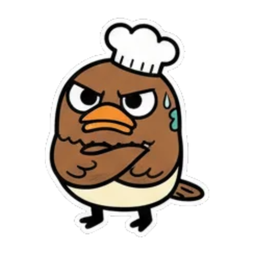 不悦小鸟交叉双臂 Chef Bird Stickers sticker for expressive chats and social replies.