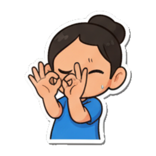 Shy character peeking through fingers. Chibi Girl Daily Emotions sticker for expressive chats and social replies.