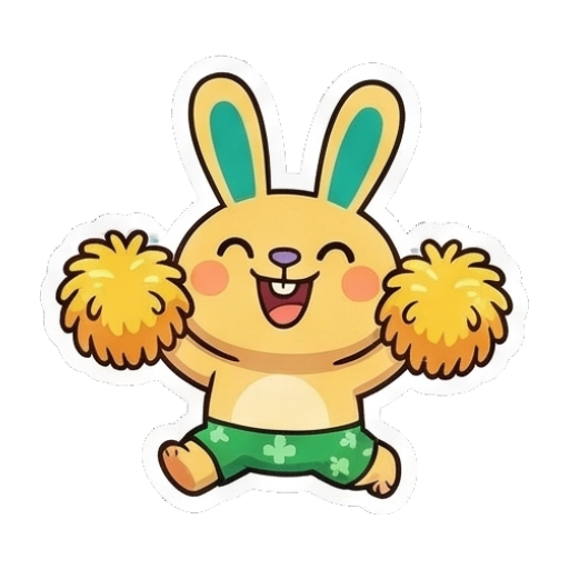 兔兔手拿啦啦球欢呼雀跃 Summer Bunny Adventures sticker for expressive chats and social replies.