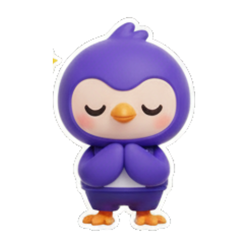 害羞祈祷的萌企鹅 Cute Purple Penguin Stickers sticker for expressive chats and social replies.