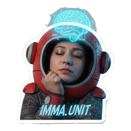 宇航员女性沮丧无奈“U GUH.EXE” Cyberpunk Tech Emotions sticker for expressive chats and social replies.