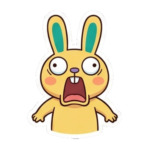 惊讶张嘴的兔子 Chibi Ghibli Rabbit Stickers sticker for expressive chats and social replies.