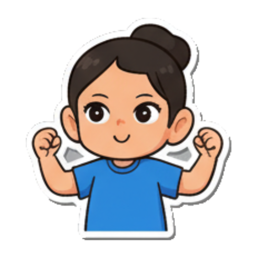 Cheerful thumbs up, big smile. Chibi Girl Daily Emotions sticker for expressive chats and social replies.