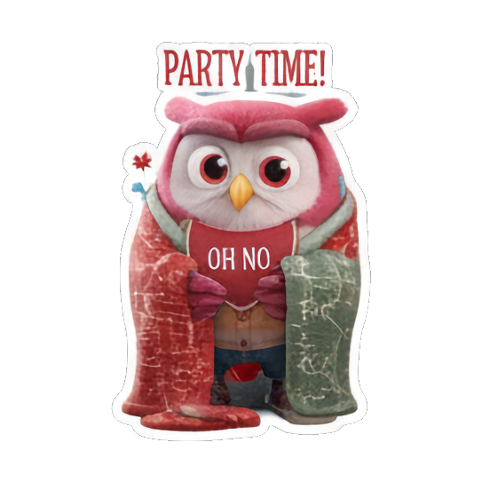派对惊喜的猫头鹰 Christmas Owl Fun sticker for expressive chats and social replies.