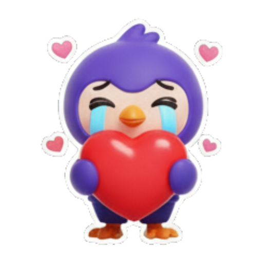 抱心哭泣的伤心企鹅 Cute Purple Penguin Stickers sticker for expressive chats and social replies.