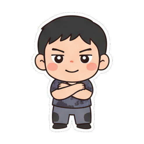 叉腰男孩自信或不满 Chibi Boy Expressive Stickers sticker for expressive chats and social replies.