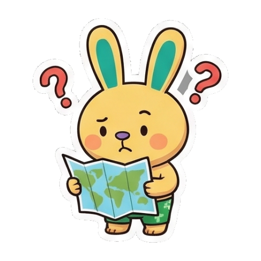兔兔拿着地图疑惑问号 Summer Bunny Adventures sticker for expressive chats and social replies.
