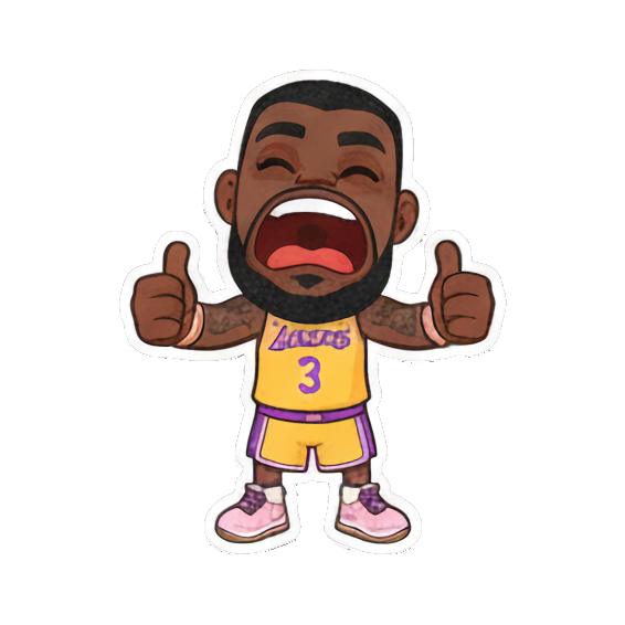 Enthusiastically cheering with thumbs up Chibi LeBron James Stickers sticker for expressive chats and social replies.