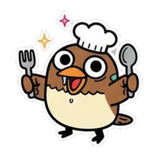 吃饭小鸟手拿餐具 Chef Bird Stickers sticker for expressive chats and social replies.