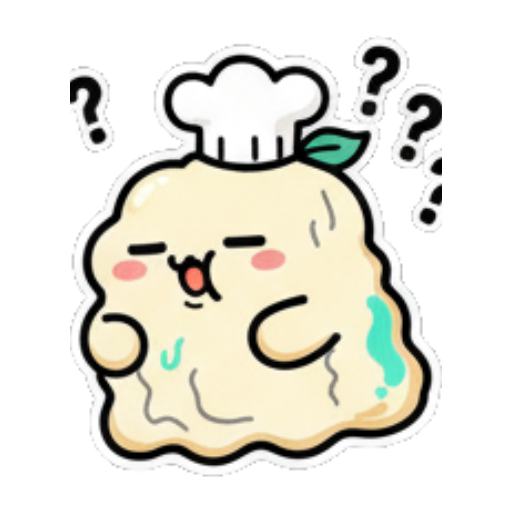 困惑的小团子头顶问号 Chef Dumpling Express sticker for expressive chats and social replies.