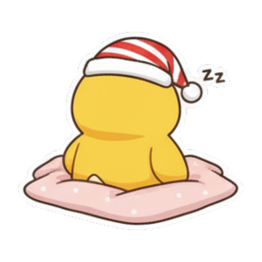 戴圣诞帽睡觉小黄鸭 Chibi Lucky Chick Stickers sticker for expressive chats and social replies.