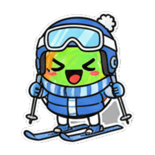 戴滑雪镜的Q版角色 Skiing Green Blob Stickers sticker for expressive chats and social replies.