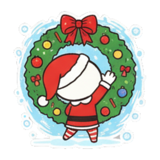 趴在圣诞花环上 Chibi Christmas Elf sticker for expressive chats and social replies.