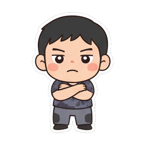 生气男孩叉腰皱眉 Chibi Boy Expressive Stickers sticker for expressive chats and social replies.