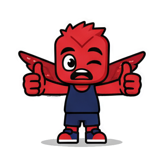 Chibi giving thumbs up. Little Red Winged Chibi sticker for expressive chats and social replies.