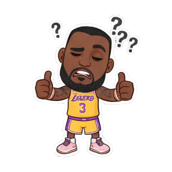 Confused shrug with thumbs up Chibi LeBron James Stickers sticker for expressive chats and social replies.