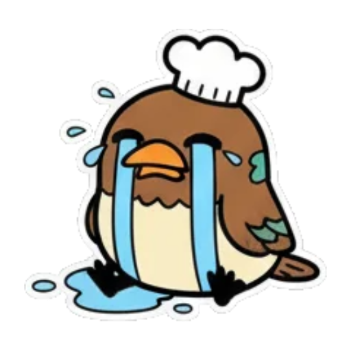 伤心小鸟泪流满面 Chef Bird Stickers sticker for expressive chats and social replies.