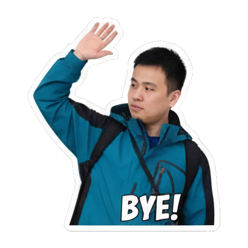 男人挥手告别，BYE Real Man Expressive Stickers sticker for expressive chats and social replies.