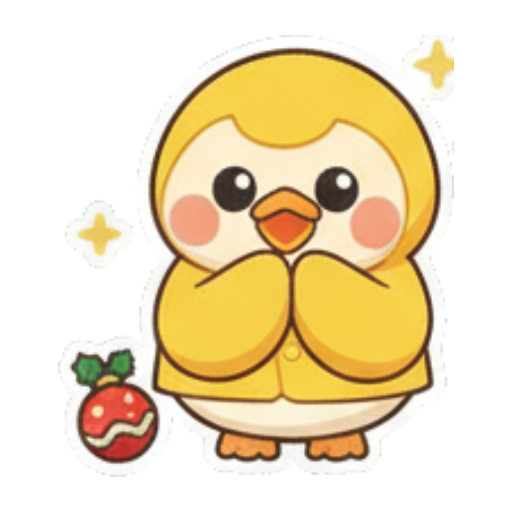 圣诞帽小黄鸭开心 Chibi Lucky Chick Stickers sticker for expressive chats and social replies.