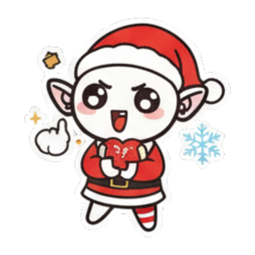 抱着小礼物盒的可爱精灵 Chibi Christmas Elf sticker for expressive chats and social replies.