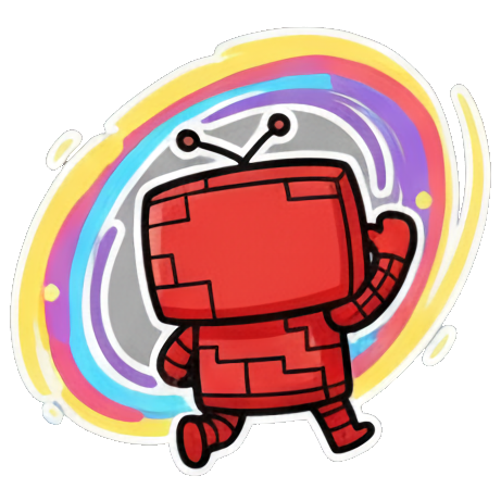 机器人挥手说再见告别 Red Robot Emoticons sticker for expressive chats and social replies.