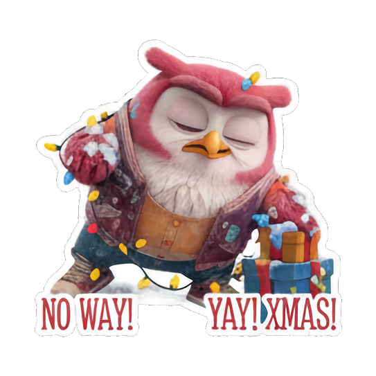 彩灯猫头鹰惊喜欢呼 Christmas Owl Fun sticker for expressive chats and social replies.