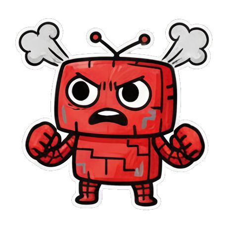 生气机器人头上冒烟 Red Robot Emoticons sticker for expressive chats and social replies.