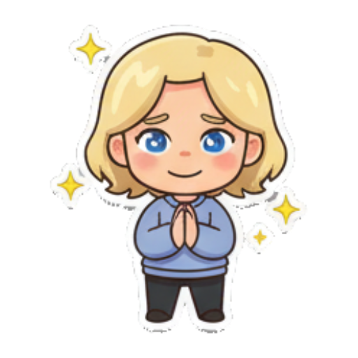 萌娃双手合十感恩 Blonde Chibi Daily Moods sticker for expressive chats and social replies.