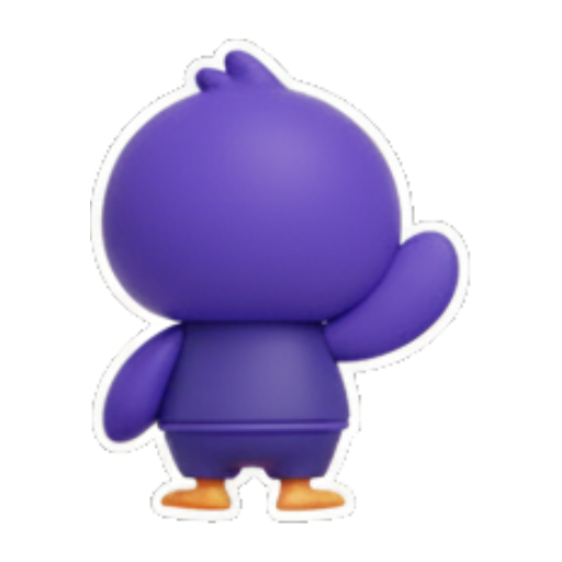 背影挥手的企鹅 Cute Purple Penguin Stickers sticker for expressive chats and social replies.
