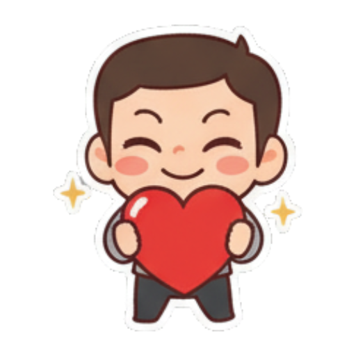 捧着爱心表达喜爱 Chibi Guy Daily Expressions sticker for expressive chats and social replies.