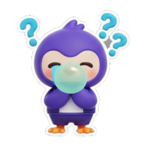 吹泡泡疑惑的表情 Cute Purple Penguin Stickers sticker for expressive chats and social replies.