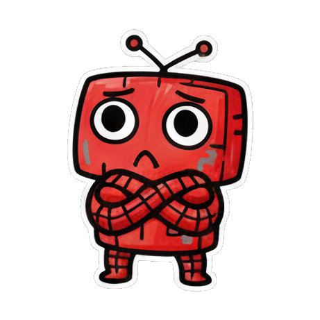 小机器人交叉双臂表示拒绝 Red Robot Emoticons sticker for expressive chats and social replies.