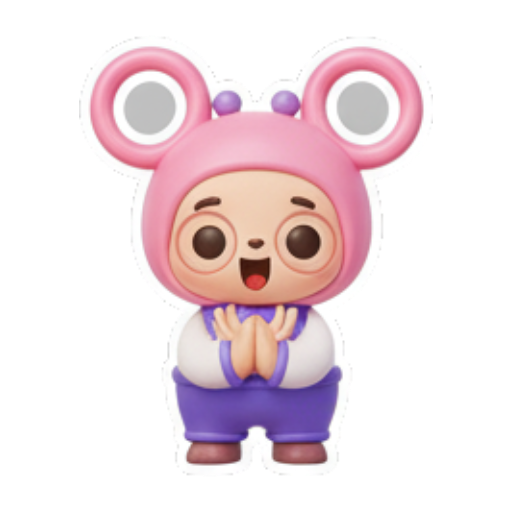 害羞双手合十. Cute Pink Mouse Daily sticker for expressive chats and social replies.