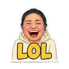 开心大笑，LOL Real Human Emotion Stickers sticker for expressive chats and social replies.