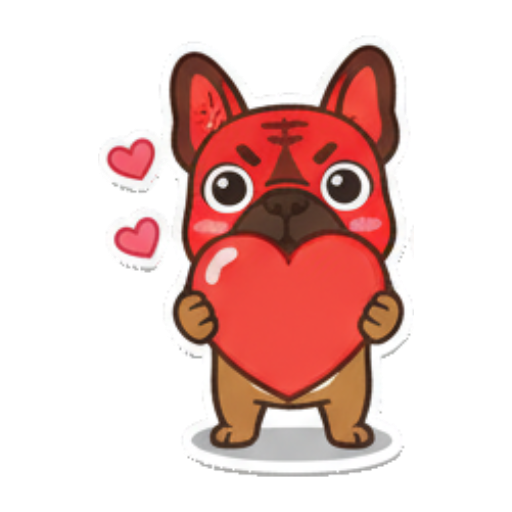 Angry dog, red face, steam. French Bulldog Fun sticker for expressive chats and social replies.