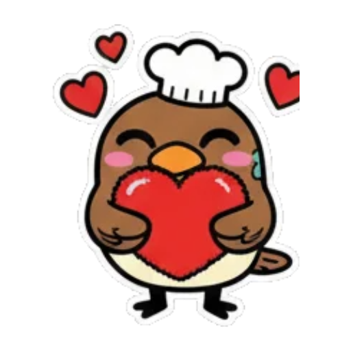 爱心小鸟送出红心 Chef Bird Stickers sticker for expressive chats and social replies.