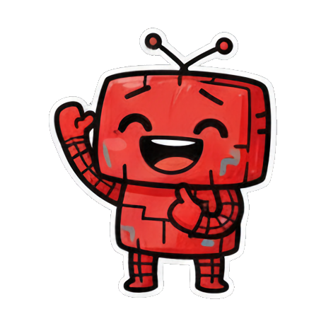 红色方块机器人挥手打招呼 Red Robot Emoticons sticker for expressive chats and social replies.
