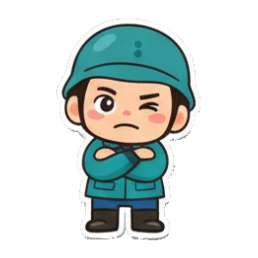 抱臂思考或生气 卡通士兵表情包 sticker for expressive chats and social replies.