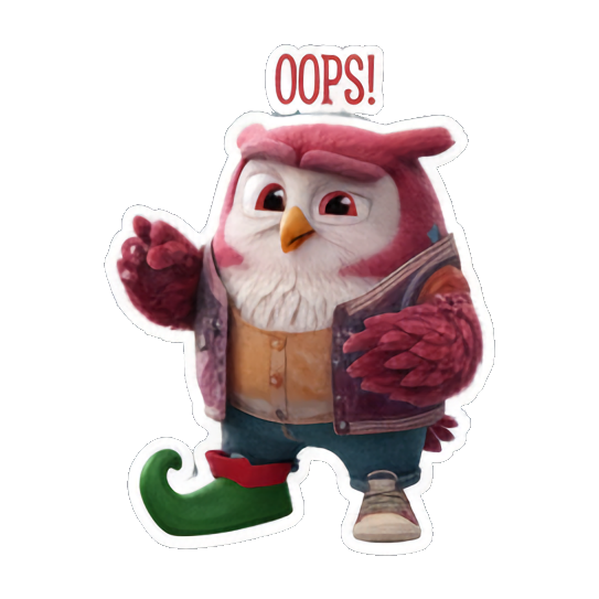 犯错说Oops的猫头鹰 Christmas Owl Fun sticker for expressive chats and social replies.