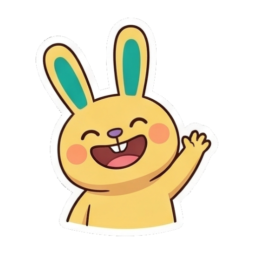 开心挥手打招呼的兔子 Chibi Ghibli Rabbit Stickers sticker for expressive chats and social replies.