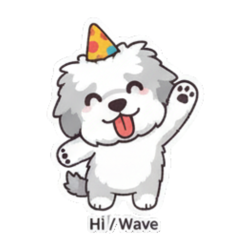 可爱小狗挥手打招呼 Cute Fluffy Dog Stickers sticker for expressive chats and social replies.