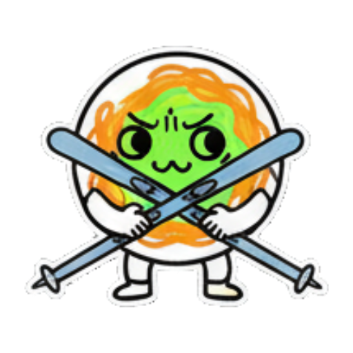 小绿团交叉滑雪杖生气 Skiing Green Blob Stickers sticker for expressive chats and social replies.
